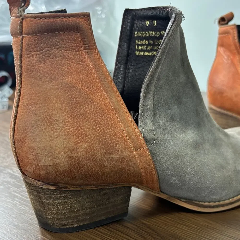 DIBA True Women's Suede‎ Ankle Boots - Gray and Tan